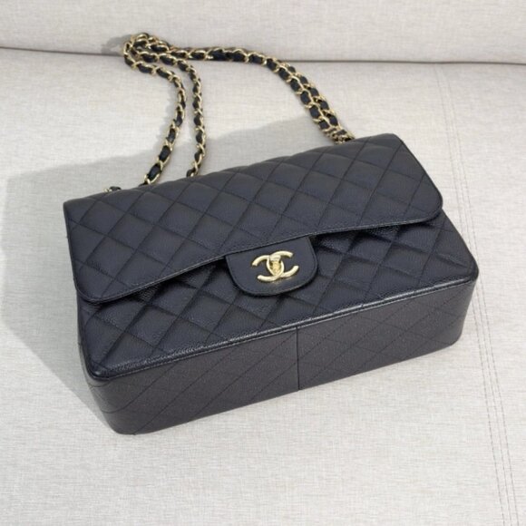 CHANEL Classic Black caviar jumbo Classic Double Flap Large Authentic Pre-Owned - Picture 11 of 15